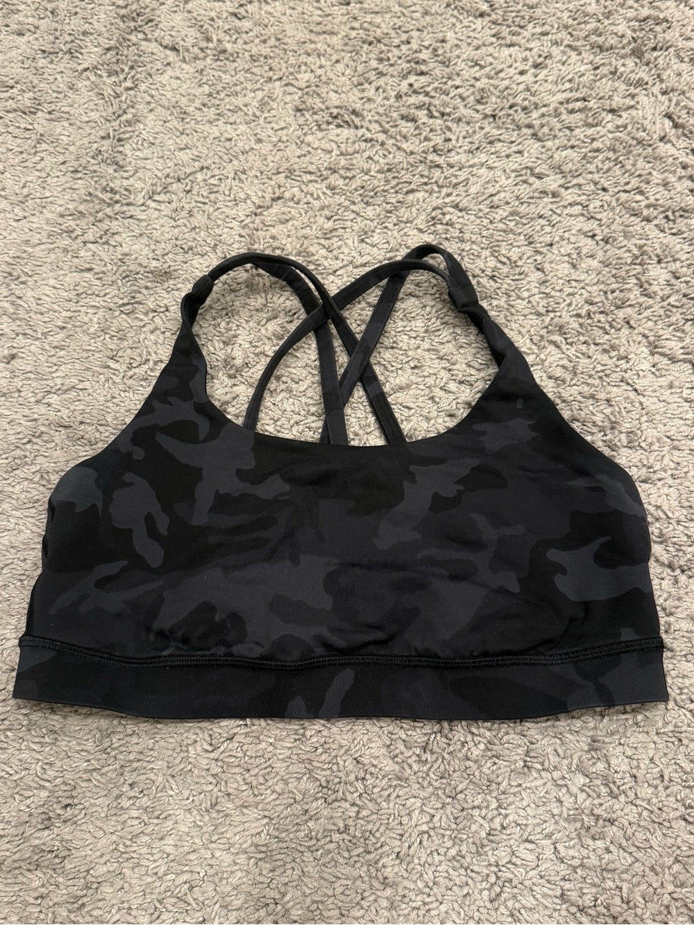 lululemon athletica Black Camo Crossback Sports Bra